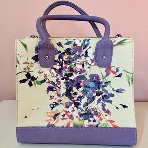 Charming Charlie Women's Spring Floral Print Tote Bag - Crossbody Strap - Purple